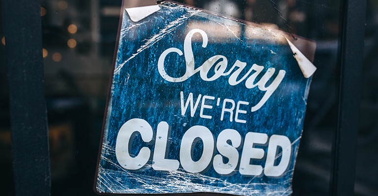 Inscription on a door: Sorry we are closed.